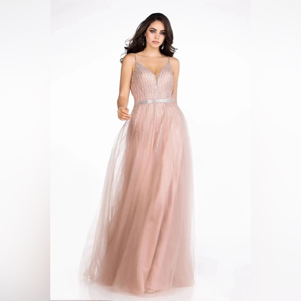Abby Paris A Line Shimmer v neck Backless Prom Dress Embellished Formal …